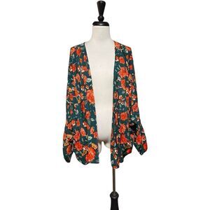 Hayden NWT Long Sleeve Floral Open Front Blouse Cardigan Small